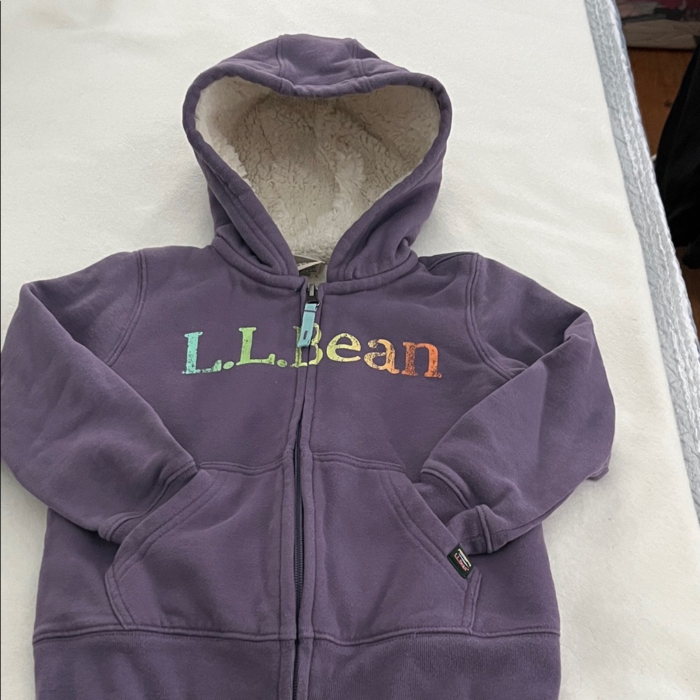 Purple LL Bean fleece lined sweatshirt. Size4